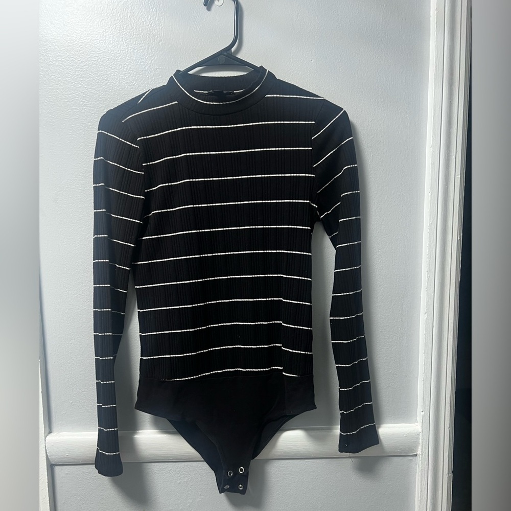 J. Crew Black and White Striped  Bodysuit